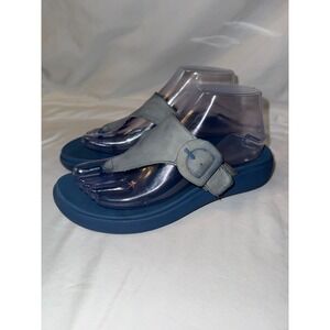 Vionic Activate Rx Women's Toe Post US 7 Blue Suede Ankle Strap Slip On Sandals